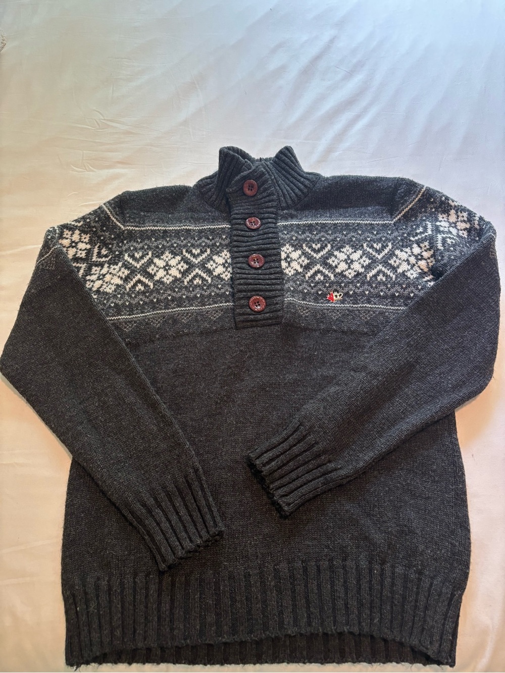 DSquared2 Men's Dark Gray Nordic Button-Neck Sweater